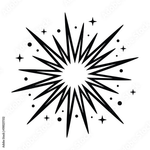 Star Burst Icon with Sparkles and Dots Design Element for Celestial Decor and Festive Graphics