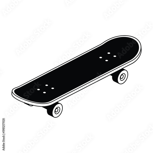 Skateboard deck with wheels isolated on white background for extreme sports and urban lifestyle