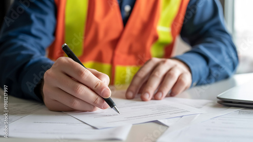 Close-up photograph of hands reviewing documents.