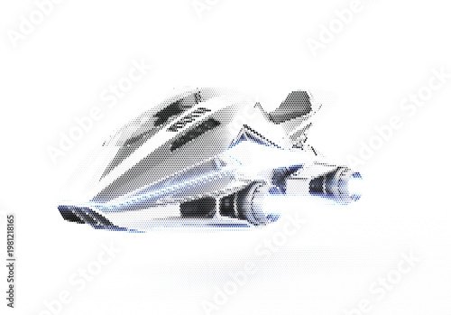 Futuristic spaceship spacecraft in halftone stipple for sci-fi travel and science fiction technology