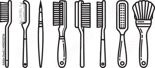 Various types of screwdrivers laid out on a white background Vector