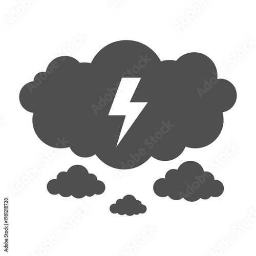 Stormy weather icon featuring a dark cloud with a lightning bolt flash for weather forecast apps