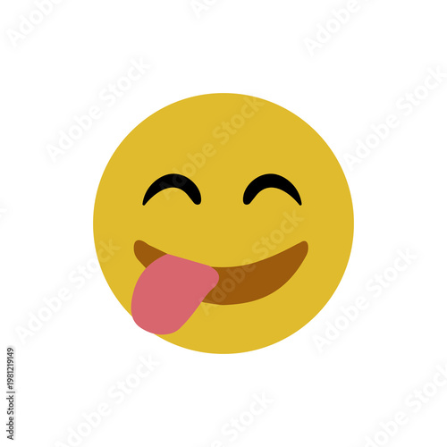 Delicious Tongue Out Emoji - Hungry Face Expression Vector Illustration
