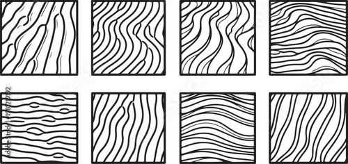 Abstract art with intricate black and white linear patterns and zigzag designs Vector