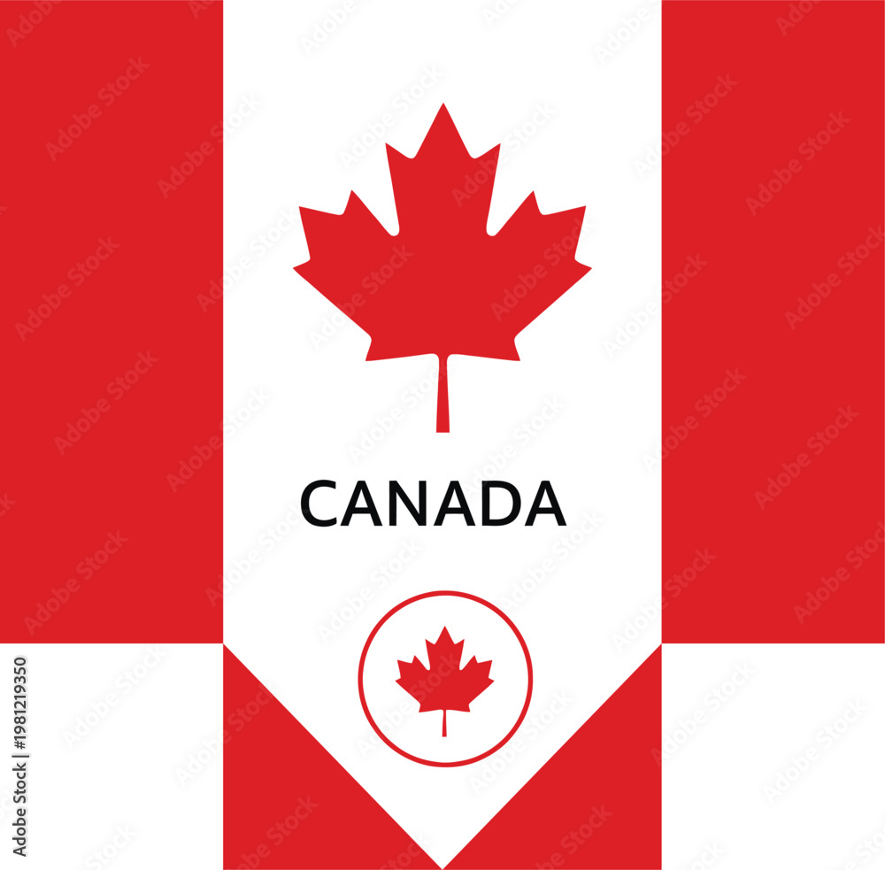 Obraz premium Canada flag vector set, red maple leaf national symbol, Canadian patriotic graphic elements for travel and tourism marketing