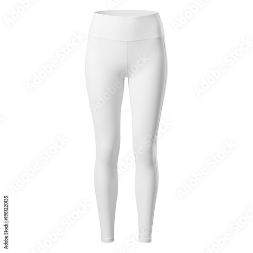 detailed transparent high-waisted women's performance compression pants rendered in matte spandex, taut on a seamless transparent background, clinical e-commerce catalog concept