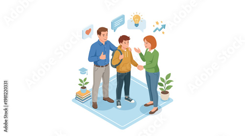 People talking in a group.