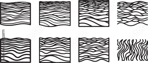 Intricate line art patterns forming abstract shapes and textures Vector