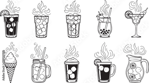 Elegant and whimsical illustrations of ornate vases with intricate patterns Vector