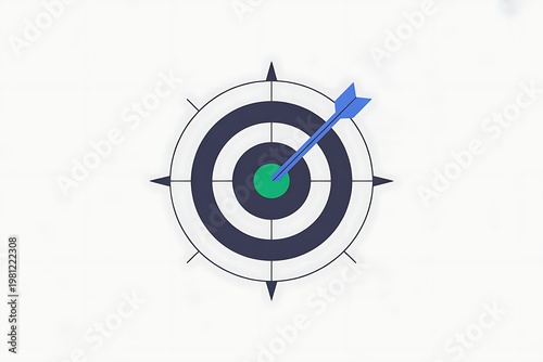 Target with arrow hitting bullseye and compass points