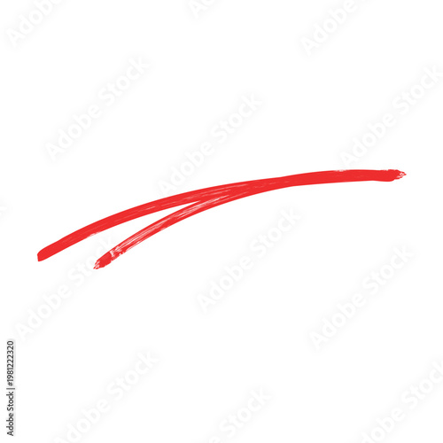 Red hand drawn brush stroke underline element, single line vector illustration, highlight emphasis line