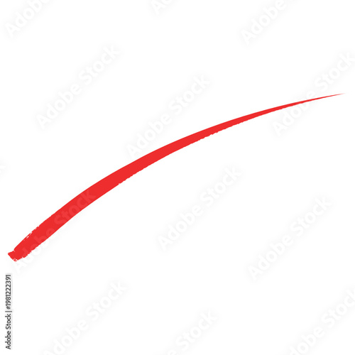 Red hand drawn brush stroke underline element, single line vector illustration, highlight emphasis line