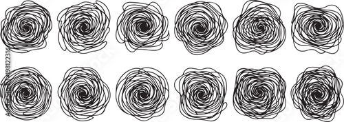 Intricate black and white patterns illustrating complex mathematical curves Vector
