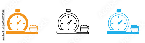 Time management concept with alarm clocks and gift boxes