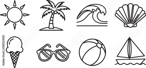 A collection of eight different shell and skull illustrations with varying shapes Vector