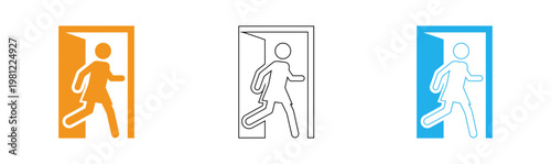 Portal game icons orange and blue portal with silhouetted figures