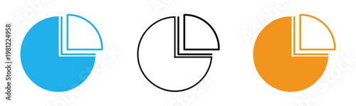 Two circular segment icons teal and orange side by side illustration