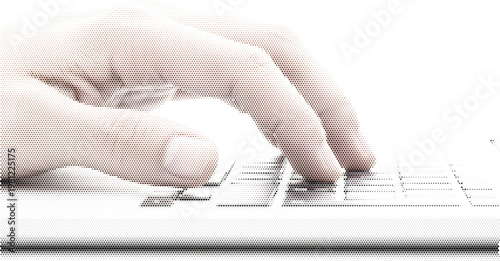 Hand Typing on Computer Keyboard for Data Entry and Professional Office Workflow