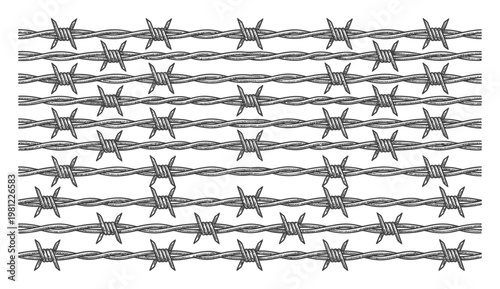Barbed Wire Pattern Textured Background of Sharp Wires