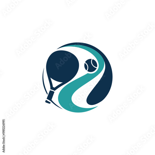 Tennis racket and ball logo with competition