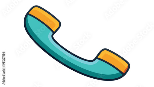 Vibrant turquoise and orange retro telephone receiver icon for communication and customer service concepts