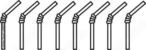 Line drawing of eight parallel vertical columns with horizontal bars Vector