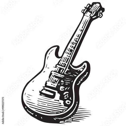 Electric Guitar Instrument Music Performance Rock Band Audio Equipment Illustration