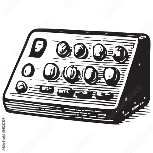 Audio Mixer Control Panel Sound Engineering Music Production Studio Equipment Illustration