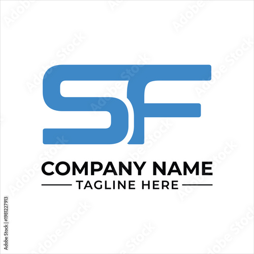 A blue and black logo on a white background