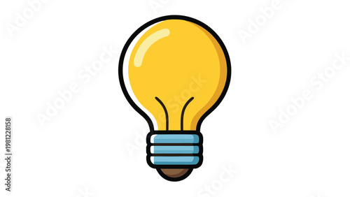Bright yellow light bulb illustration symbolizing creative idea and innovation on a white background