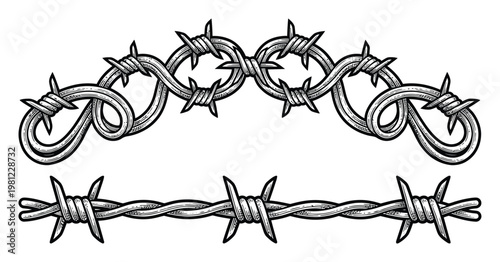 Barbed Wire Infinity Symbol and Straight Line