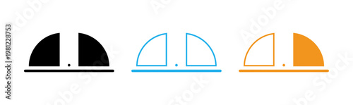 Two semicircle diagrams with overlapping sections on a black background