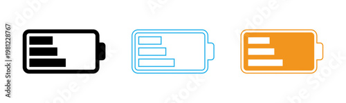 Battery level indicators full and partially depleted states