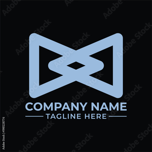 A blue logo on a black background with a company name and tagline
