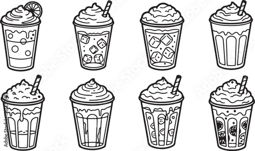 A collection of uniquely decorated ceramic vases with intricate designs Vector