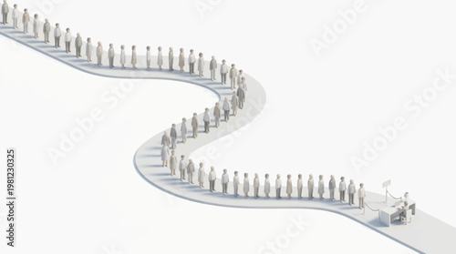 People standing in line formation.