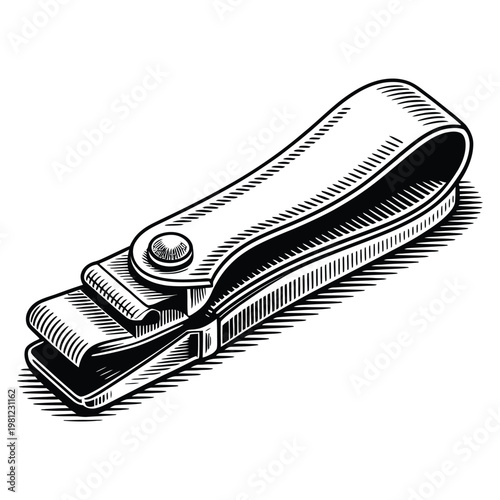 A detailed engraved style illustration of a vintage clothespin showcasing a striking silhouette