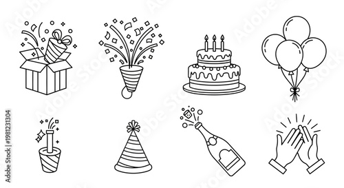 Celebration party icons and symbols.