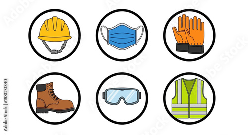 Personal Protective Equipment Icons Set.