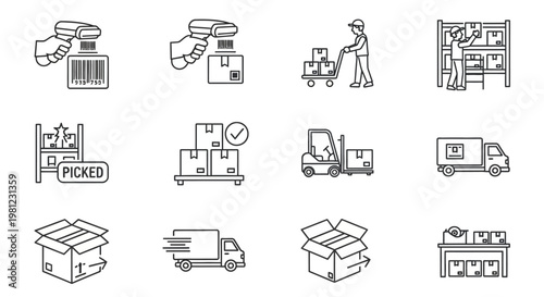 Logistics and shipping icons set.