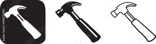 House repair hammer bold flat icon.