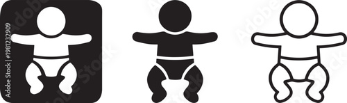Newborn baby infant flat silhouette icon.