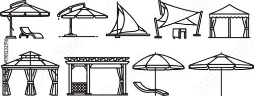 Various traditional wooden furniture designs from different eras Vector