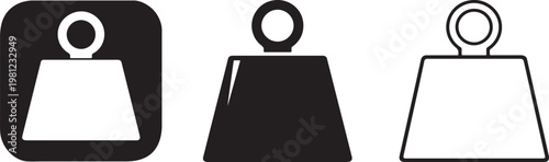 Heavy metal weight mass bold flat icon.