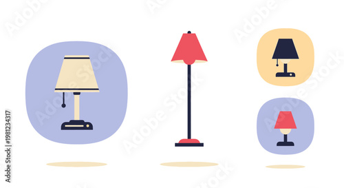 Lamps in different styles and colors.