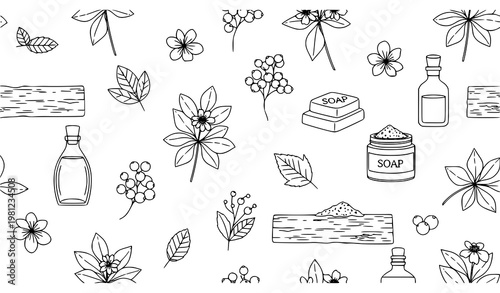 Minimal Lodhra Symplocos Racemosa Botanical Seamless Pattern Vector