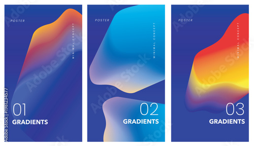 Bright Gradient Lines Abstract Background – Blurred Color Poster Vector Set