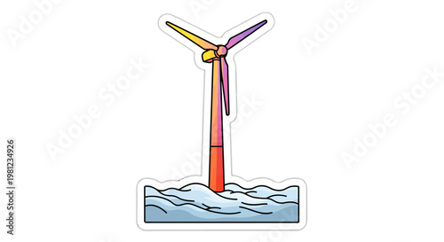 offshore wind turbine cartoon illustration renewable energy