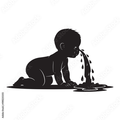 Baby Spitting Silhouette