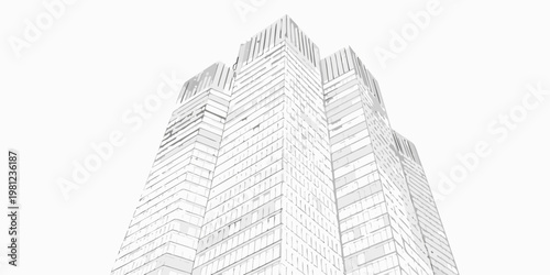 A striking upward angled view of a modern glass skyscraper architecture